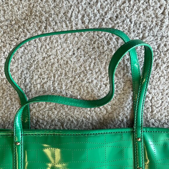 Kate Spade Tote Womens Green Patent Perforated Shoulder Bag Double Handles - Picture 14 of 15
